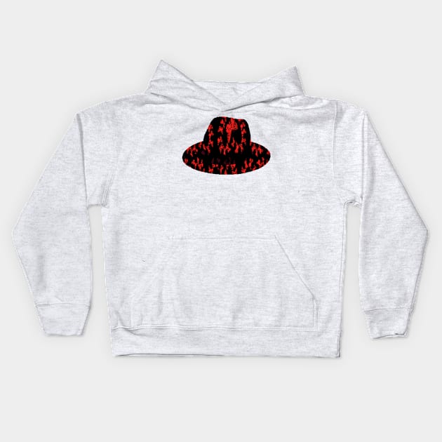 black hat red batterfly Kids Hoodie by jaml-12